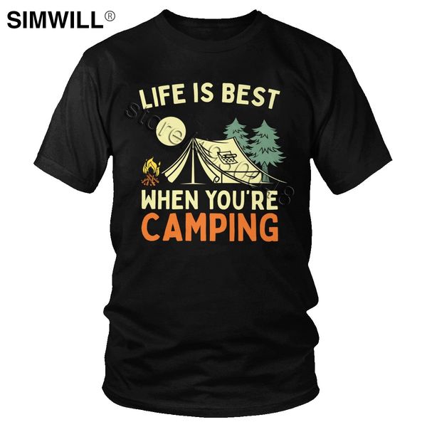 

мужская жизнь лучше, когда вы кемпинга tshirt моды на открытом воздухе лагерь футболка graphic tee печать с коротким рукавом хлопок летние т