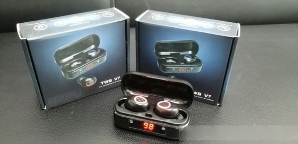

v7 led display wireless bluetooth headphones tws earbuds sound sport headset vs f9 for iphone samsung universal