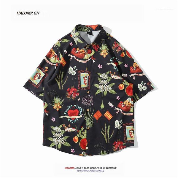 

воротник рубашки mens смешанный цвет цветочные printed повседневная рубашка мужская одежда конструктора с коротким рукавом убавьте, White;black