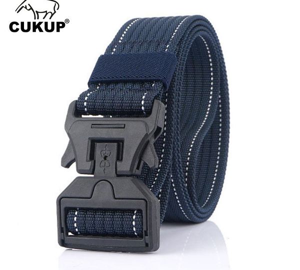 

cukup 2020 new designer good quality nylon belts for men 125cm size hard magnetic buckle belt multi colors optional cbck201 t200427, Black;brown