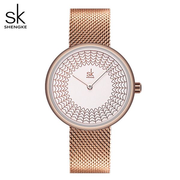 

shengke gold watch women watches ladies creative steel women's meshband watches female clock relogio feminino montre femme, Slivery;brown