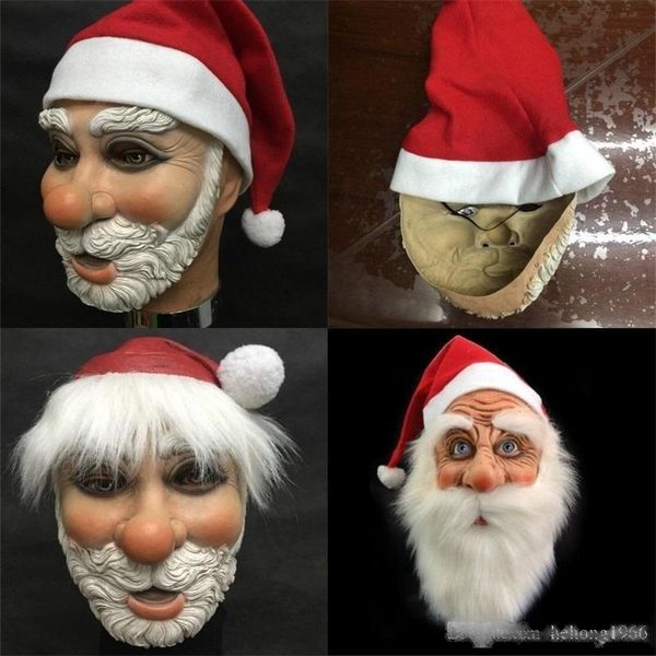 

fashion red fun cosplay santa claus hat festival supplies rubber full face masks merry christmas gift mask easy to use 48lx