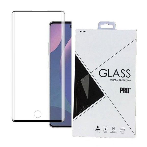 

3d curved tempered glass screen protector edge glue for samsung galaxy note 10 10 pro fingerprint unlock 600pcs/lot retail package