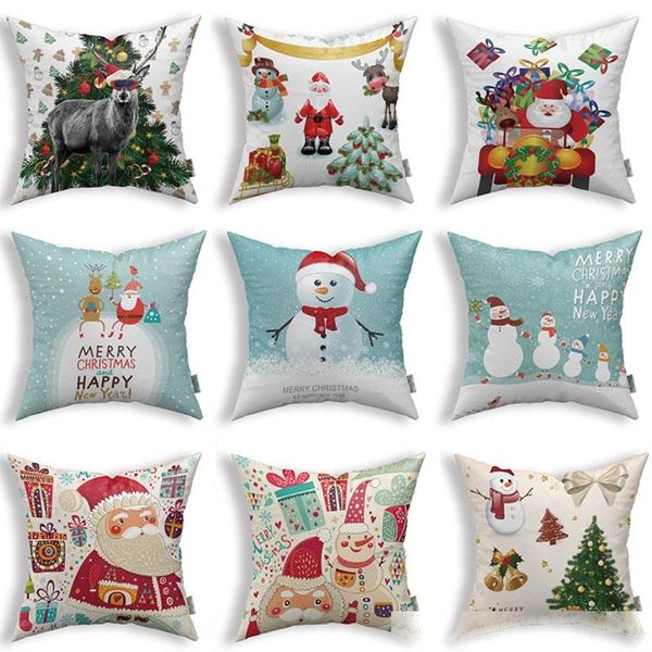 

45*45cm christmas snowflake snowman pillowcase home decor santa cushion covers sofa car pillow case xmas party supplies