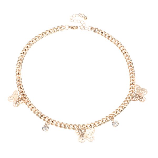 

punk style thick chain necklace fashion butterfly chain necklace, Golden;silver