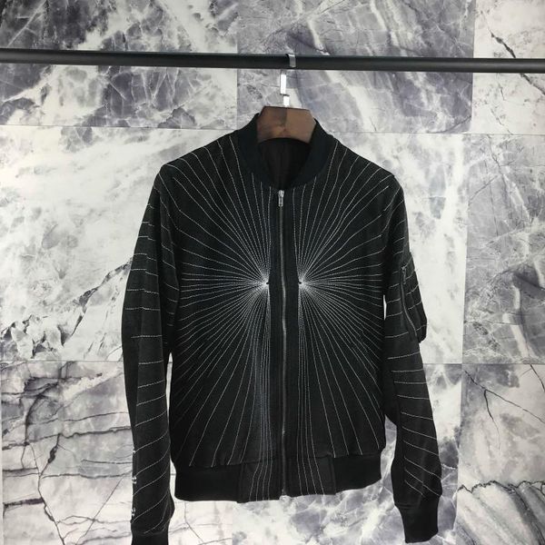 

discount men embroidery explosion baseball jacket slim fit, Black;brown