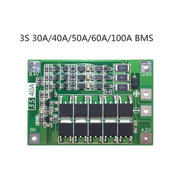 

battery ccessories 3s 30/40/50a/60a/100a bms board with balance /for 18650 li-ion lithium battery protection board