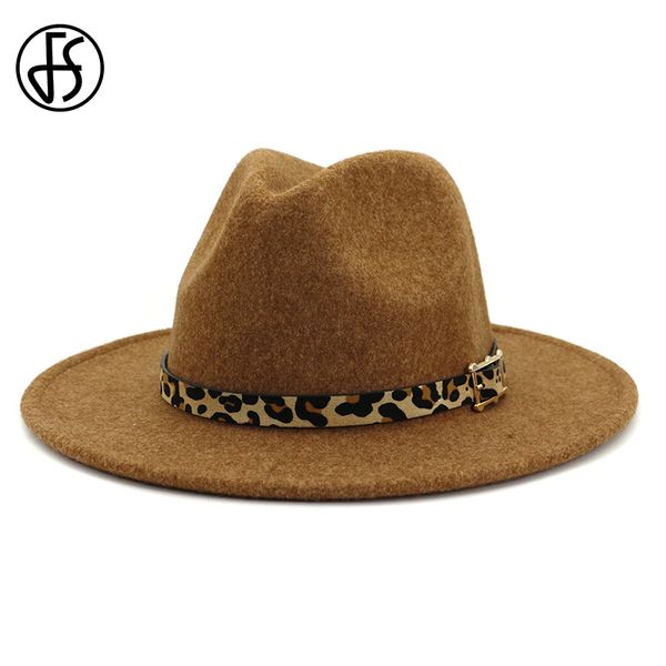 

fs 2020 brown purple hat wide brim hats for women elegant with leopard belt vintage men wool trilby fedora hats chapeau, Blue;gray