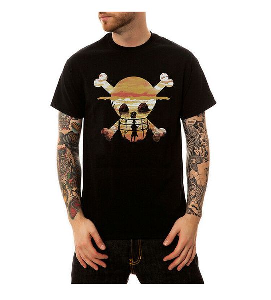 

men comic one piece print skeleton summer short sleeve t-shirts basic shirt wholesale tee custom environtal printed tsh