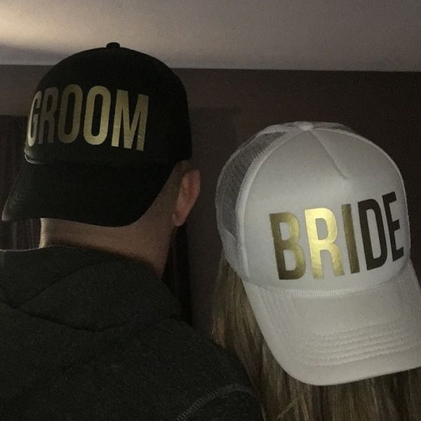 

groom bride wedding baseball cap gold print mesh hat women party brand bachelor club team squad tribe snapback caps casquette, Blue;gray