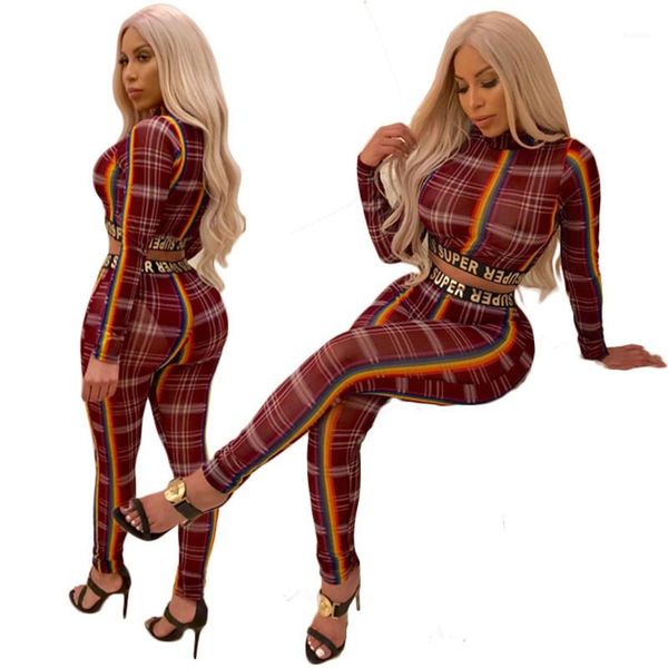 

sports sets fashion female clothing womens striped print 2pcs tracksuits long sleeve long trousers ladies two piece, Gray