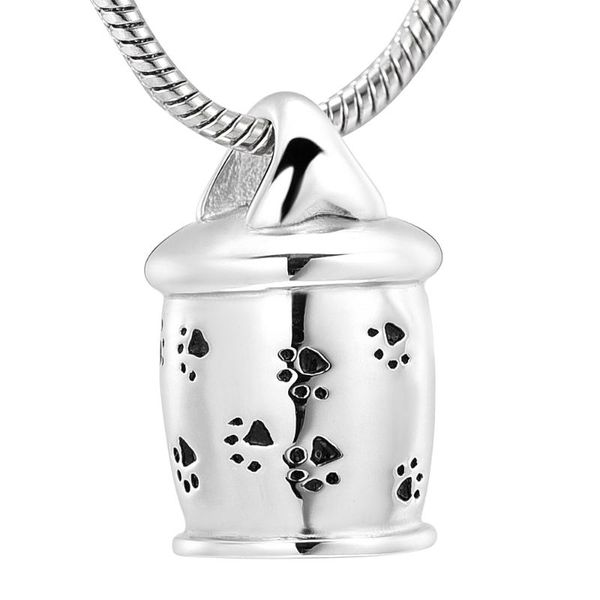

chains ijd10052 stainless steel cremation dog print pendant urn necklace memorial ash keepsake locket, Silver