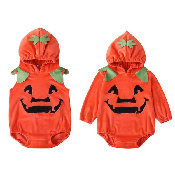 

baby boys girls halloween clothing cute pumpkin hooded jumpsuit toddler kids long-sleeve romper for halloween party, Blue