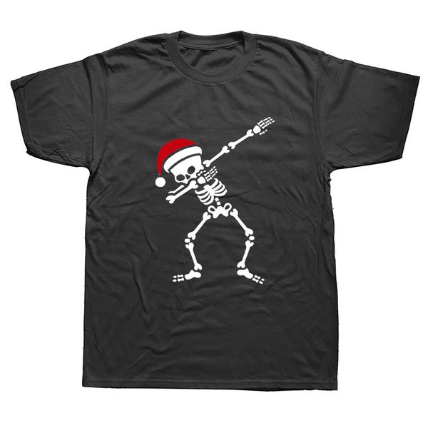 

funny christmas dabbing skeleton party xmas gift t-shirt summer style fashion short sleeves t shirt men