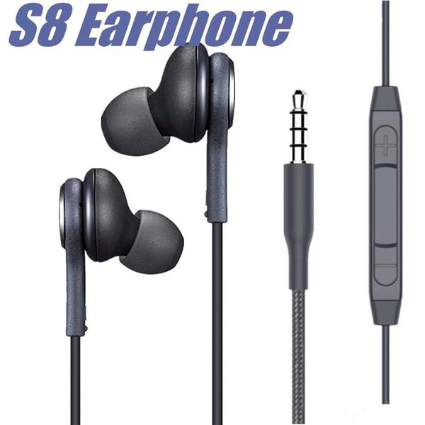 

3.5mm jack s8 headset genuine black in-ear headphones earphones handsfor samsung galaxy s8 plus