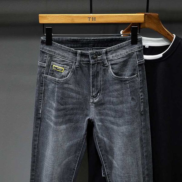 

men's jeans autumn winter men business casual straight solid color fashion trend retro denim clothestrousers male trousers,8392, Blue