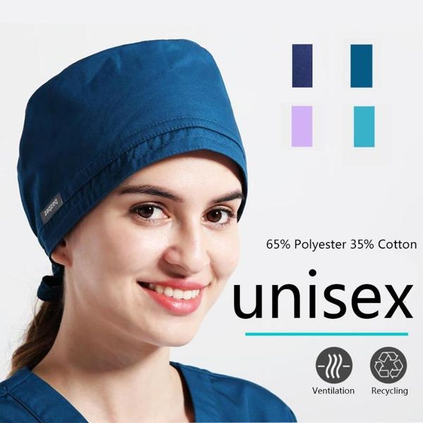 

beanies cotton hat women men bandage adjustable scrub cap sweatband bouffant female breathable comfortable hats