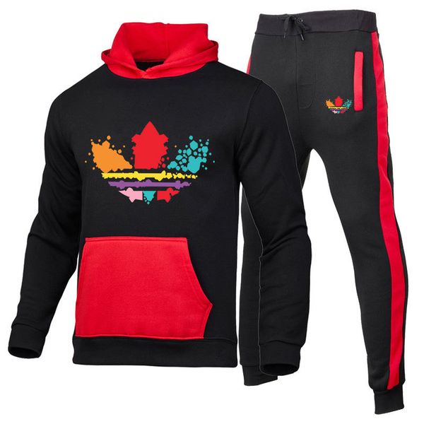 

men's fashion, sportswear, casual sportswear with hoodie trousers, youth spring and autumn wear, Black