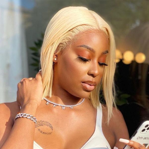 

613 honey blonde боб парик цвет remy бразильского 13x6 t парик фронт шнурок человеческих волос 8-16 дюймов ombre затворы для чернокожих женщ, Black;brown