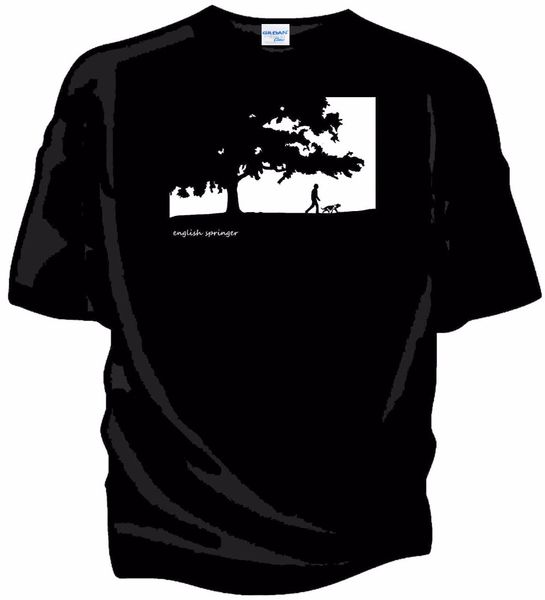 

2019 new men fashion new men summer casuals shirts original art sketch. walking the english springer spaniel dog t-shirt