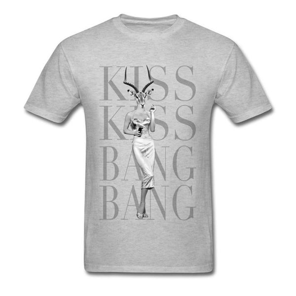 

kiss bang lady t-shirt cotton fabric tshirts men t shirt modern fashion clothes grey letter tees slim fit shirts mother gift