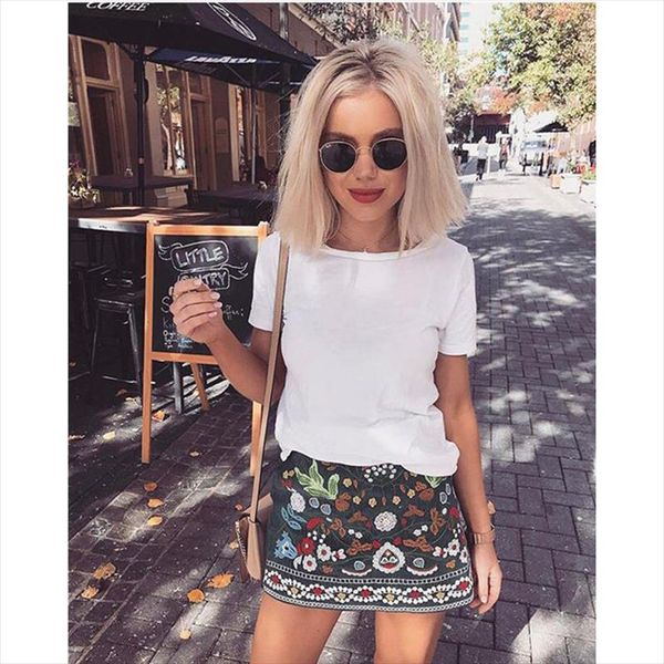 

skirt ladies womens short skirt floral print high waist a line shrt mini skirts jupe mujer, Black