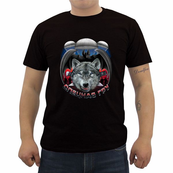 

men's t-shirt russia with a wolf spetsnaz gru customized t shirt novelty male clothes gift shirts tees tee
