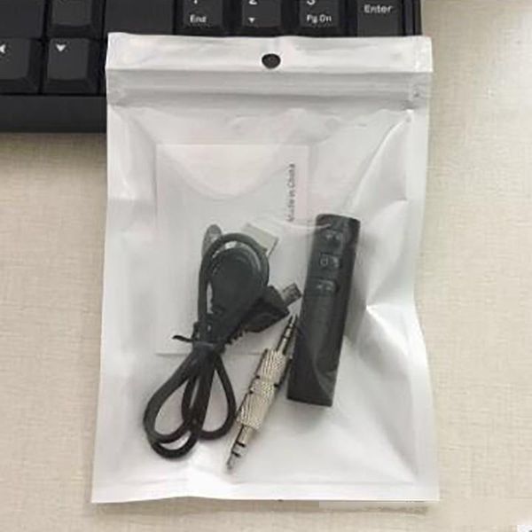 

clip-on wireless aux bluetooth receiver car headphone speaker 3.5mm bluetooth audio music adapter with mic pp package 140pcs/lot