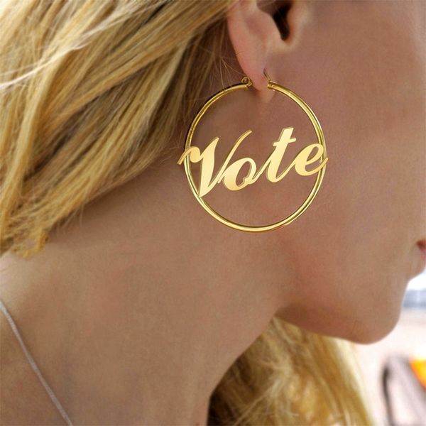

бывший сша обама носит то же голос серьги 2020 hottest jewelry свободы равенства, Golden;silver
