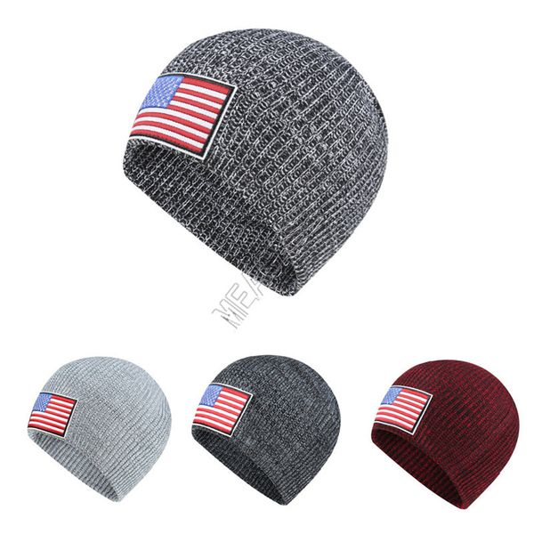 

with us flag label knit hat winter warm beanies 2020 adults knitted skull beanie cap outdoor hats headgear ear muff for men women new d92406, Yellow