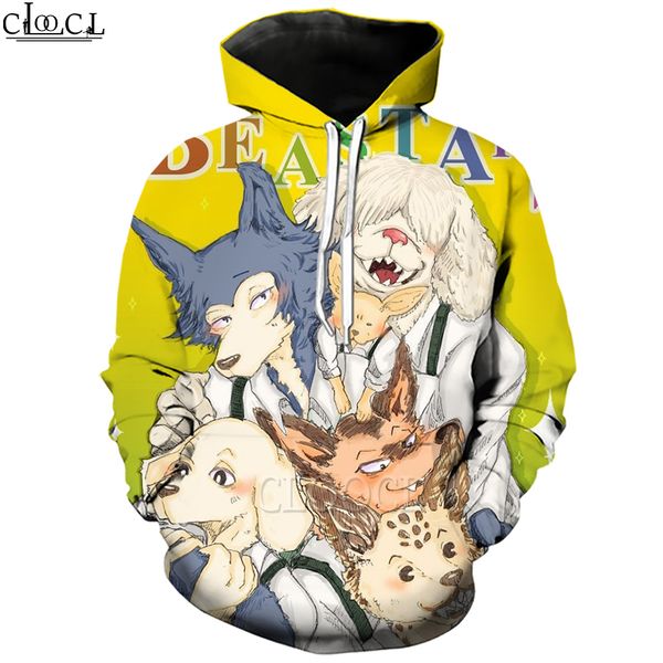 

cloocl anime beastars hoodie 3d print funny hooded coat sweatshirt men women clothing long sleeve couples pullovers, Black