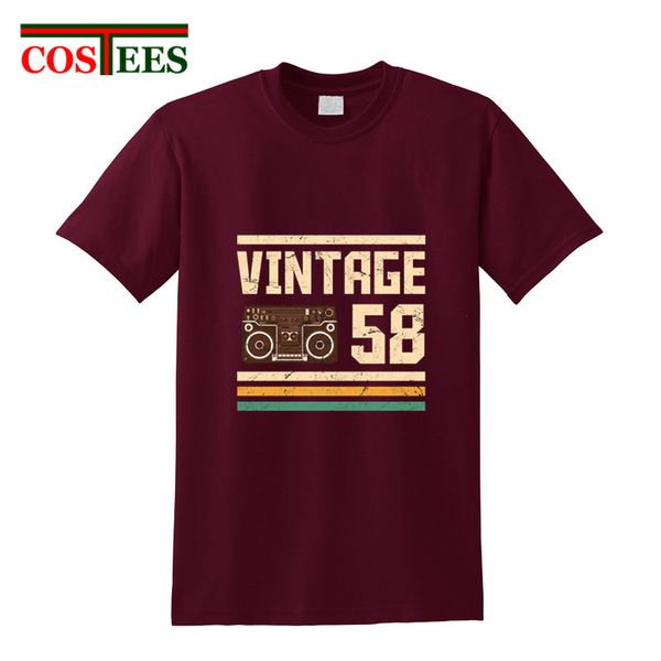 

vintage 1958 t shirt men father's day 60th birthday t-shirt retro brand clothes short sleeve o-neck grandpa dad gift tshirt