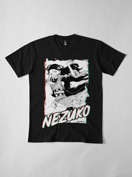 

kimetsu no yaiba demon slayer nezuko tanjiro sister glitch effect black t-shirt