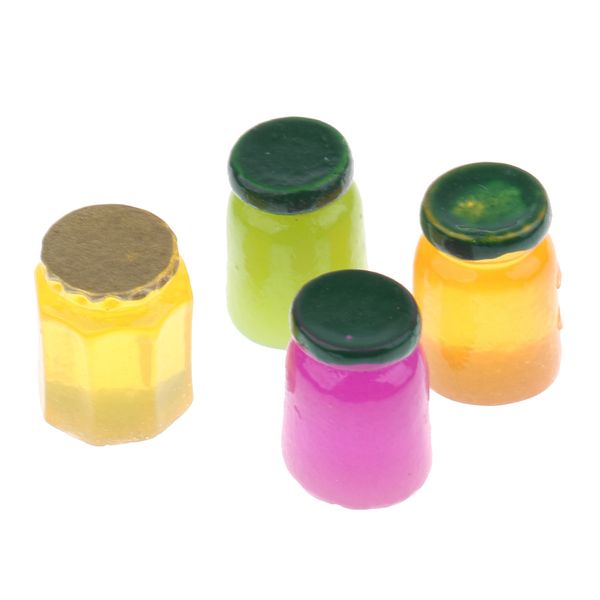 

4 pots of jam honey food dinner 1/12 scale dollhouse miniature