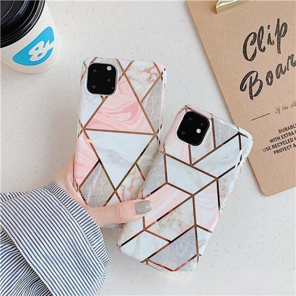 

geometric marble phone cases for iphone 11 pro max xr xs max 6 6s 7 8 plus x soft imd electroplated back cover coque