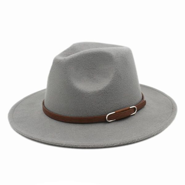 

mistdawn классический мужской chapeu fedora hat stiff широкий брим panama cap jazz trilby churh caps коричневый кожаный пояс, Blue;gray