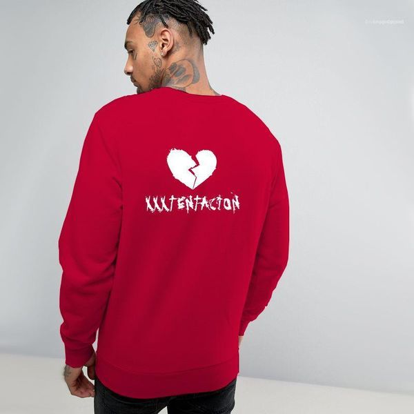 

кофты rocker руно мужчины o-образным вырезом толстовки подросток рэппер xxxtentacion разбитая любовь назад печать, Black