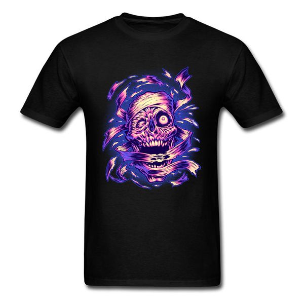 

funky chic 2018 men t-shirt mummy revenge skull print teenagers halloween team custom cotton black tee