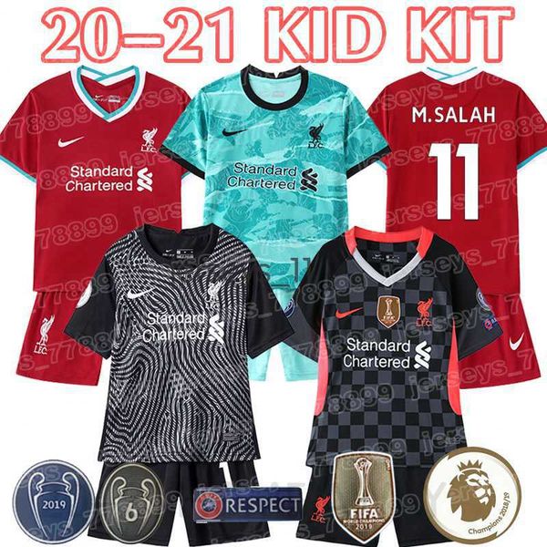

20-21 kid kit euro size:16-28 100% thai quality soccer jersey m.salah a.becker mane firmino lİverpool motocycle racing clothing 123, Black
