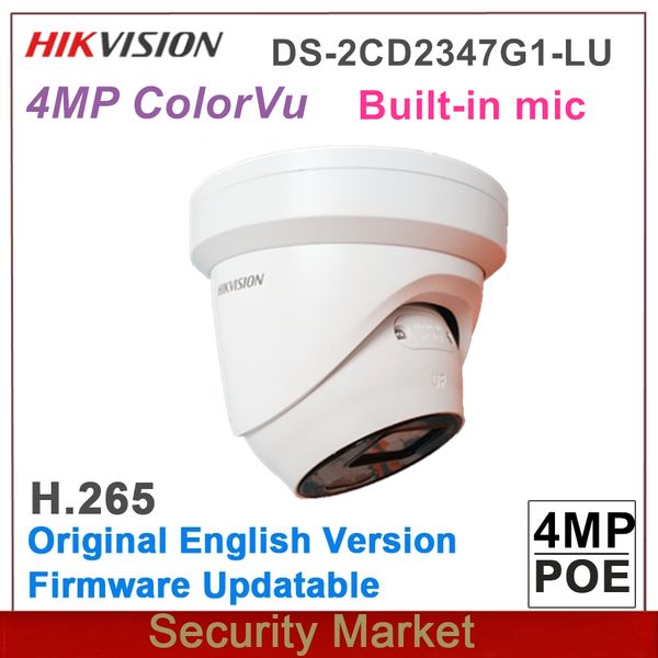 

english hikvision DS-2CD2347G1-LU 4MP ColorVu Fixed mic built in Turret Network Dome IPC POE surveillance Camera