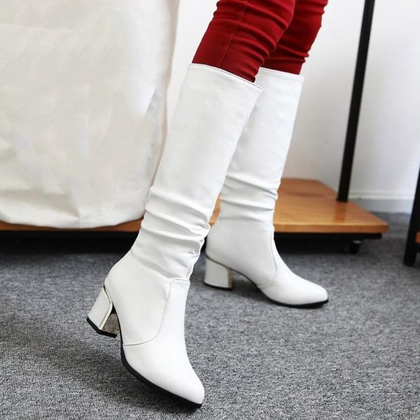 

2020 winter women long boots riding shoe casual style boot autumn winter calf high shoe female quality leather snowboot, Black