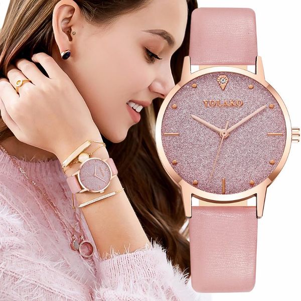 

wristwatches yolako women leather starry sky watch luxury ladies quartz watches clock relogio feminino, Slivery;brown