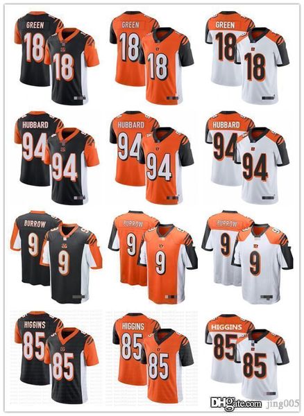 

mens womens youth cincinnati bengals 18 a.j. green 9 joe burrow 85 tee higgins 94 sam hubbard custom football jerseys, Black;red
