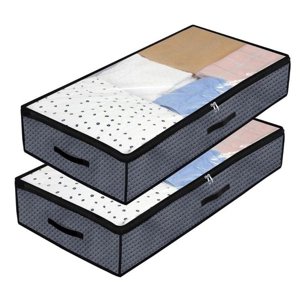 

foldable under bed bags 2 pack large under bed storage boxes thick breathable underbed clothes storage bags zippered organizer