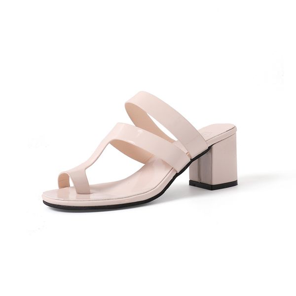 

slippers women 2020 summer new woman slipper outdoor fashion thick heel square heel rome lady slides, Black