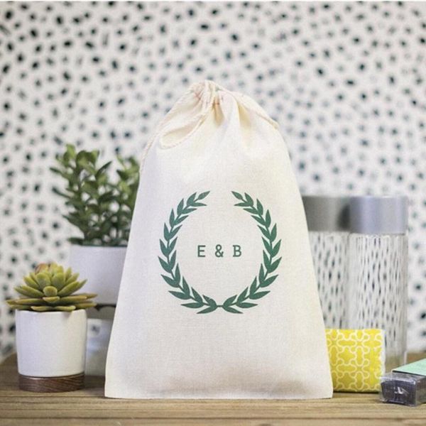 

gift wrap wedding welcome bags laurel wreath favors custom bag