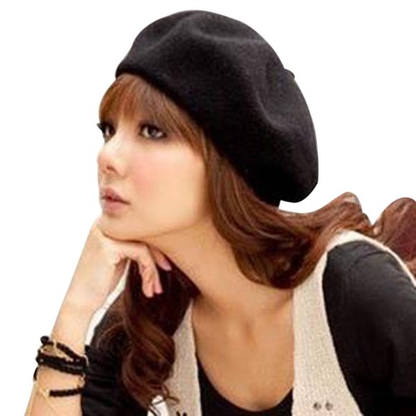 

warm winter female street cap hat women's girl's beret solid color french boinas de mujer painter hat lady vintage, Blue;gray