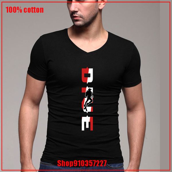 

simple custom print scuba dive logo v-neck plus size t shirt for men 4xl 5xl comfortable all cotton tees valentine's day gift