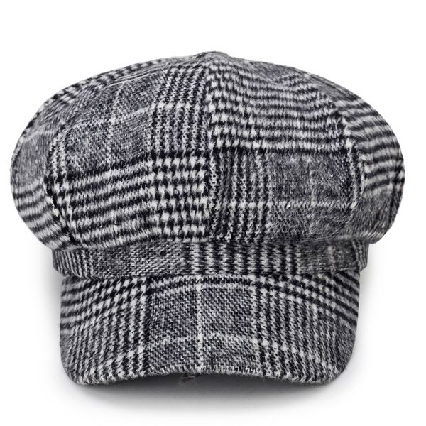 

fashion hat four seasons all fit the new beret casual newsboy hat fashionable wool plaid versatile with octagonal student, Blue;gray