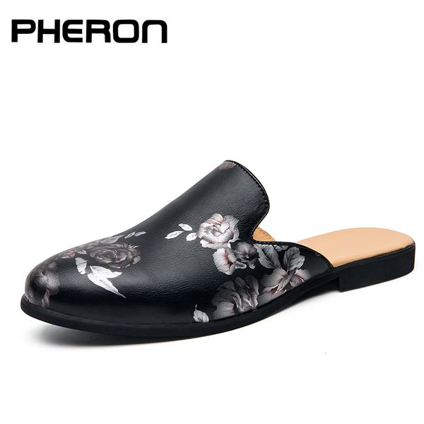 

mules half shoes for men leather shoes men black luxury fashion zapatillas hombre casual sepatu slip on pria ayakkabi